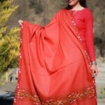 HimalayanKraft Shawl Orange Knitted Handloom Shawl Pure Wool