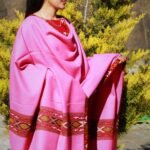 Genuine Woolen Pure Handloom Kullu Hand Woven Border Shawl (Pink)