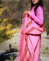 Purely Hand Weaved Woolen Kullu Handloom Shawl Pink