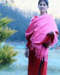 Pink Hand Woven Pure Wool Indian Shawl Himachal Handloom
