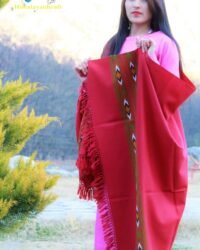 Pure Wool Kullu Shawl Hand Weaving Himachal Handloom (Red)