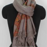 Fashion Handwoven Stole Woolen Floral Embroidery Grey
