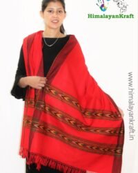 Authentic Hand Woven Pure Wool Kullu Handloom Stole – Red