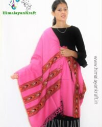 Purely Hand Woven Pure Wool Himachal Handloom Stole – Pink