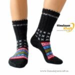 Comfy Hand Knitted Kullu Design Unisex Calf Length Socks – Black