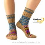 Comfy Hand Knitted Kullu Design Unisex Calf Length Socks – Brown