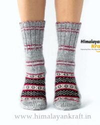 Hand Knitted Kullu Design Unisex Calf Length Socks – Steal Grey