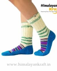 Authentic Hand Knitted Calf Length Kullu Design Socks – Multicolor
