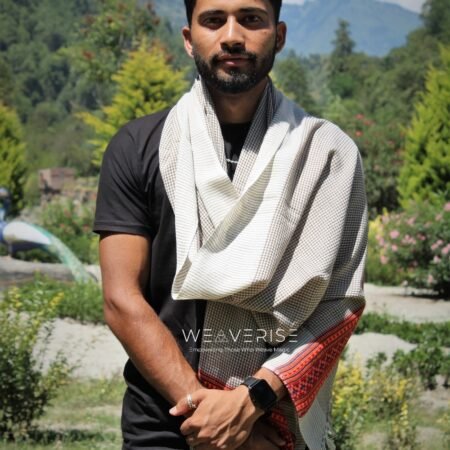Soft Wool Stole for Men in a Timeless White Line Checked Design