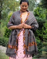 Authentic Kullu Traditional Design Grey Shawl – Fine Wool
