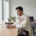 Cream handspun pure wool men’s shawl Lohi handloom woven in Kullu Himachal By Himalayankraft