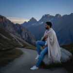 Cream handspun pure wool men’s shawl Lohi handloom woven in Kullu Himachal By Himalayankraft