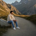 Cream handspun pure wool men’s shawl Lohi handloom woven in Kullu Himachal By Himalayankraft