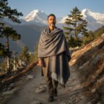 Dark grey plain pure wool men’s shawl Lohi handloom woven in Kullu Himachal Dark Grey 4