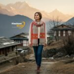 Grey Kullu handloom wool stole with traditional Himalayan border, handwoven in Kullu 4