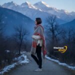 Grey Kullu handloom wool stole with traditional Himalayan border, handwoven in Kullu 4