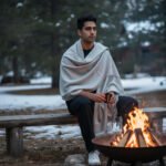 Natural grey plain pure wool men’s shawl Lohi handloom woven in Kullu Himachal by Himalayankraft 1