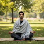 Natural grey plain pure wool men’s shawl Lohi handloom woven in Kullu Himachal by Himalayankraft 1