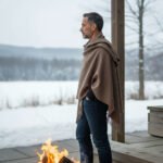 Plain pure wool men’s shawl Lohi handloom woven in Kullu Himachal Dark Grey Himalayankraft 6