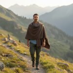 Plain pure wool men’s shawl Lohi handloom woven in Kullu Himachal Dark Grey Himalayankraft 6