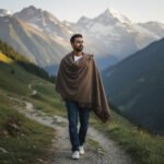 Plain pure wool men’s shawl Lohi handloom woven in Kullu Himachal Dark Grey Himalayankraft 6